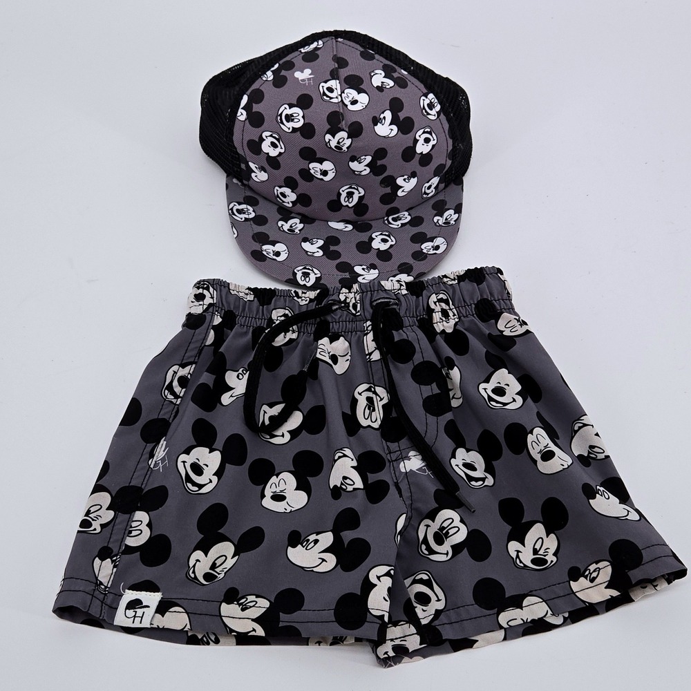 George Hats Disney Mickey Mouse Swim Trunks Set and Active Trucker Hat 2T 3T